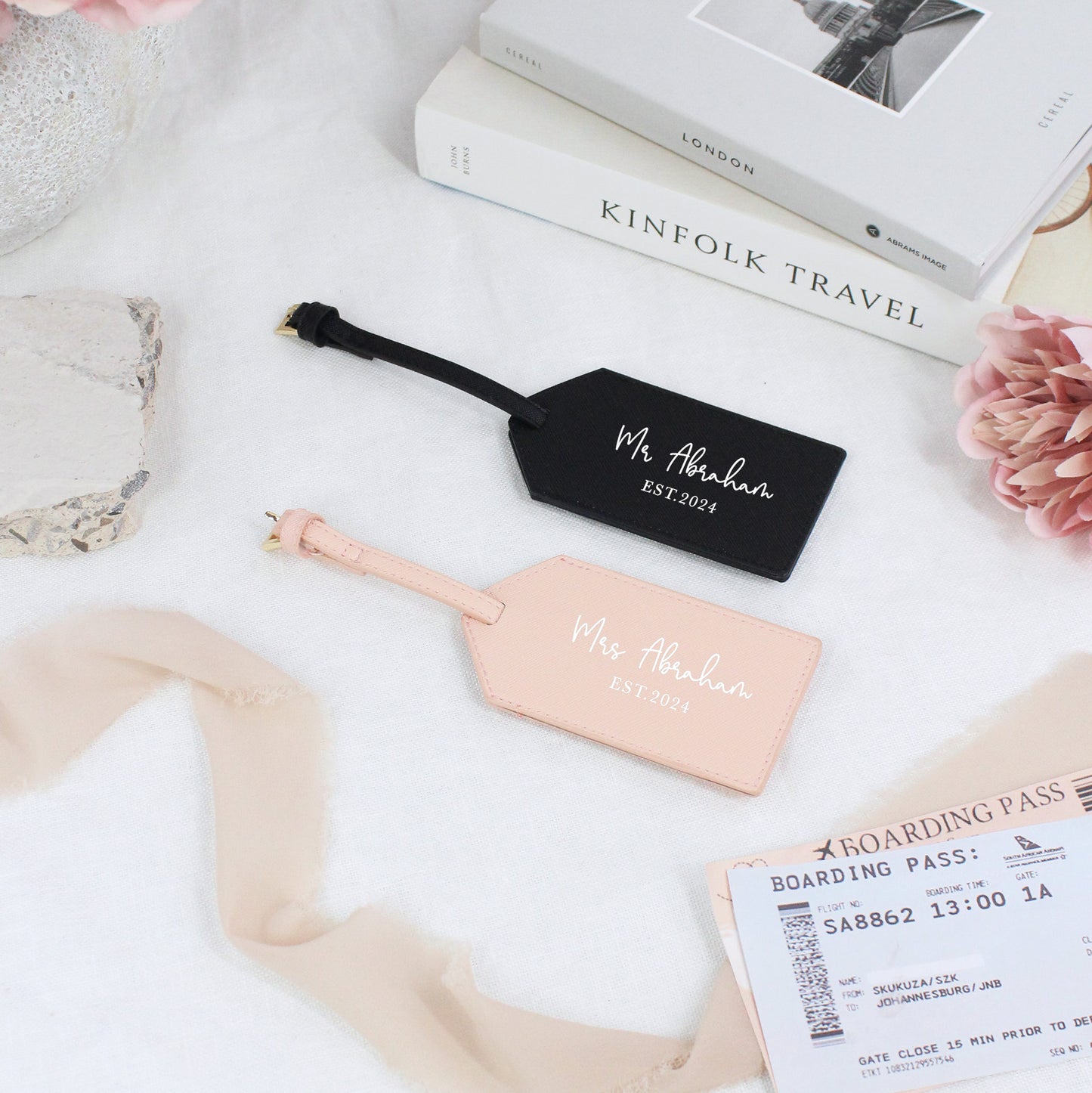 Personalised Mr & Mrs Luggage Tags with Married Name & Year