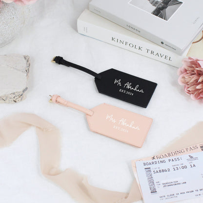 Personalised Mr & Mrs Luggage Tags with Married Name & Year