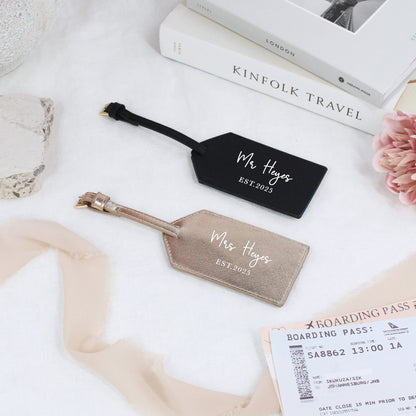 Personalised Mr & Mrs Luggage Tags with Married Name & Year