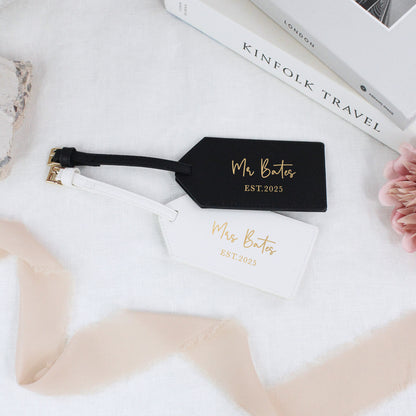 Personalised Mr & Mrs Luggage Tags with Married Name & Year
