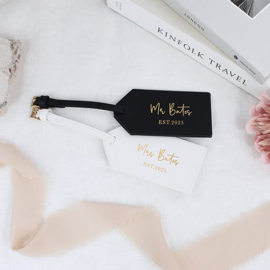 Personalised Mr & Mrs Luggage Tags with Married Name & Year