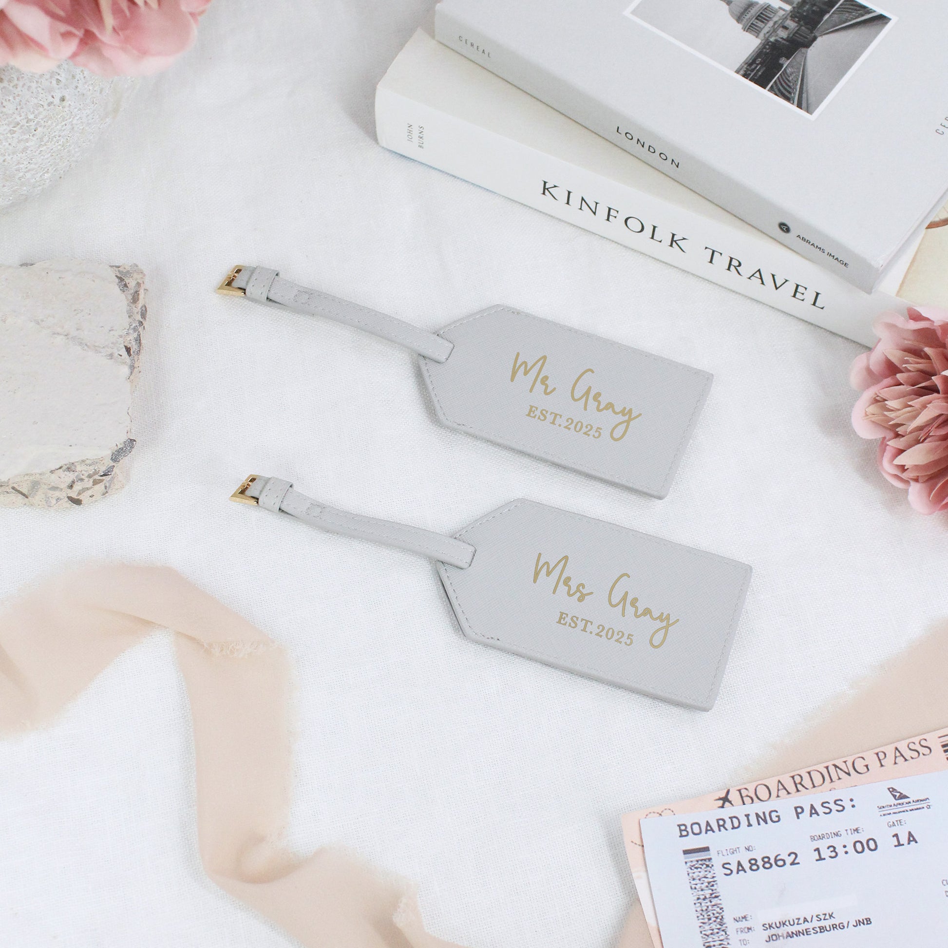 Personalised Mr & Mrs Luggage Tags with Married Name & Year