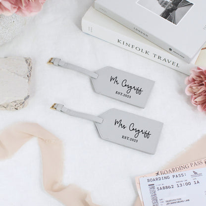 Personalised Mr & Mrs Luggage Tags with Married Name & Year
