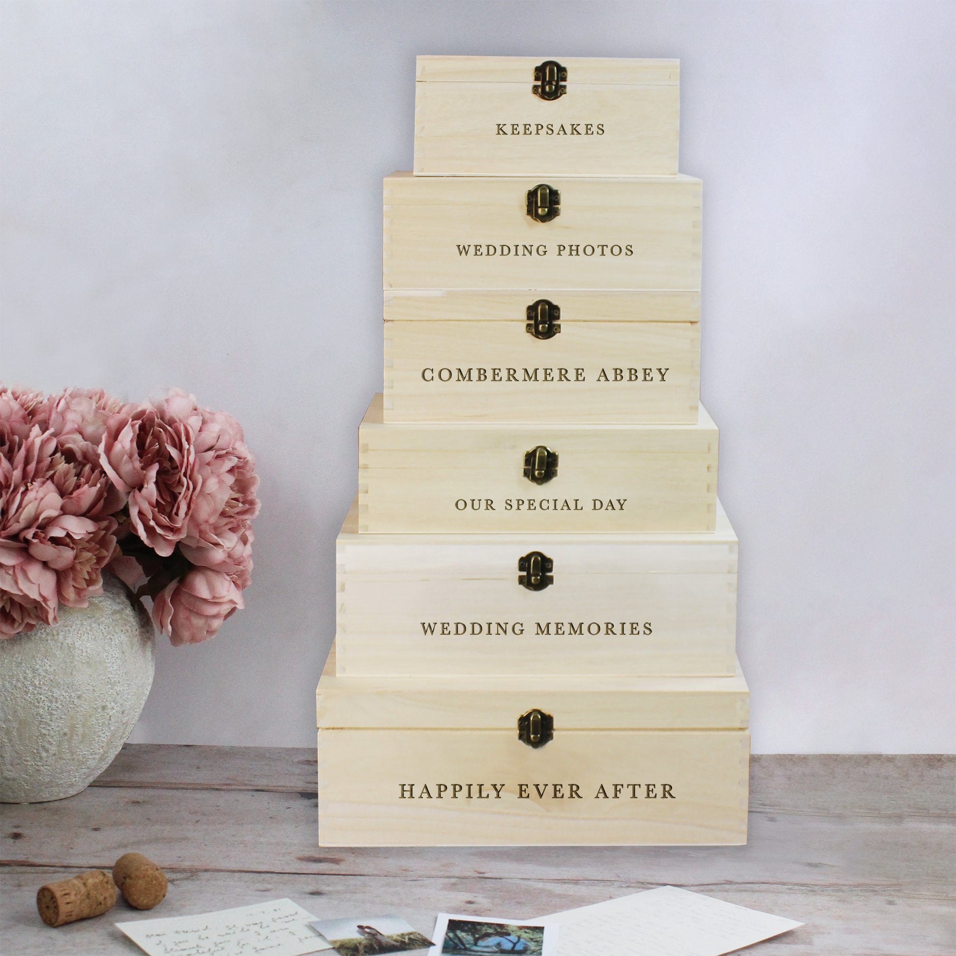 Personalised Wooden Wedding Memory Box in 6 Sizes