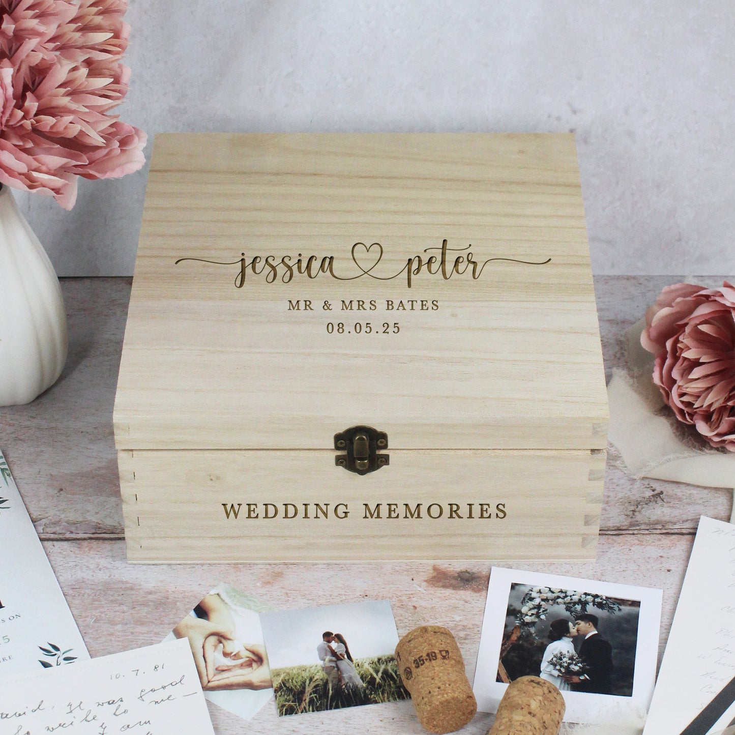Personalised Wooden Wedding Memory Box in 6 Sizes