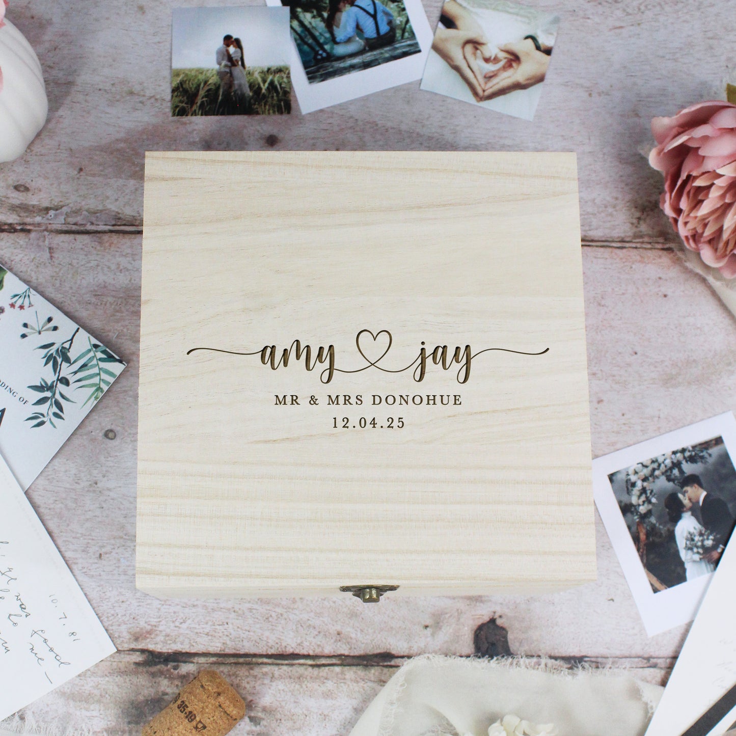 Personalised Wooden Wedding Memory Box in 6 Sizes