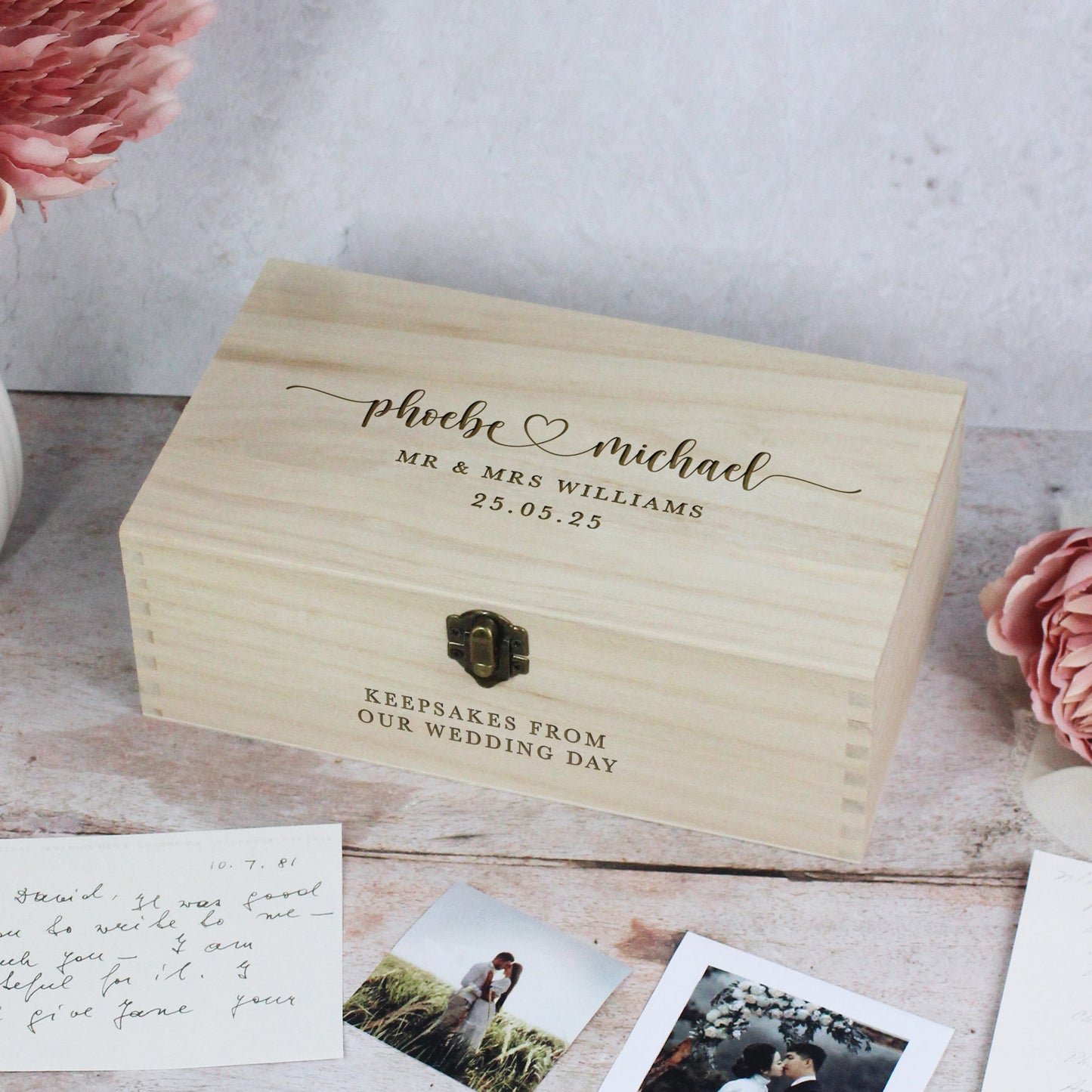 Personalised Wooden Wedding Memory Box in 6 Sizes