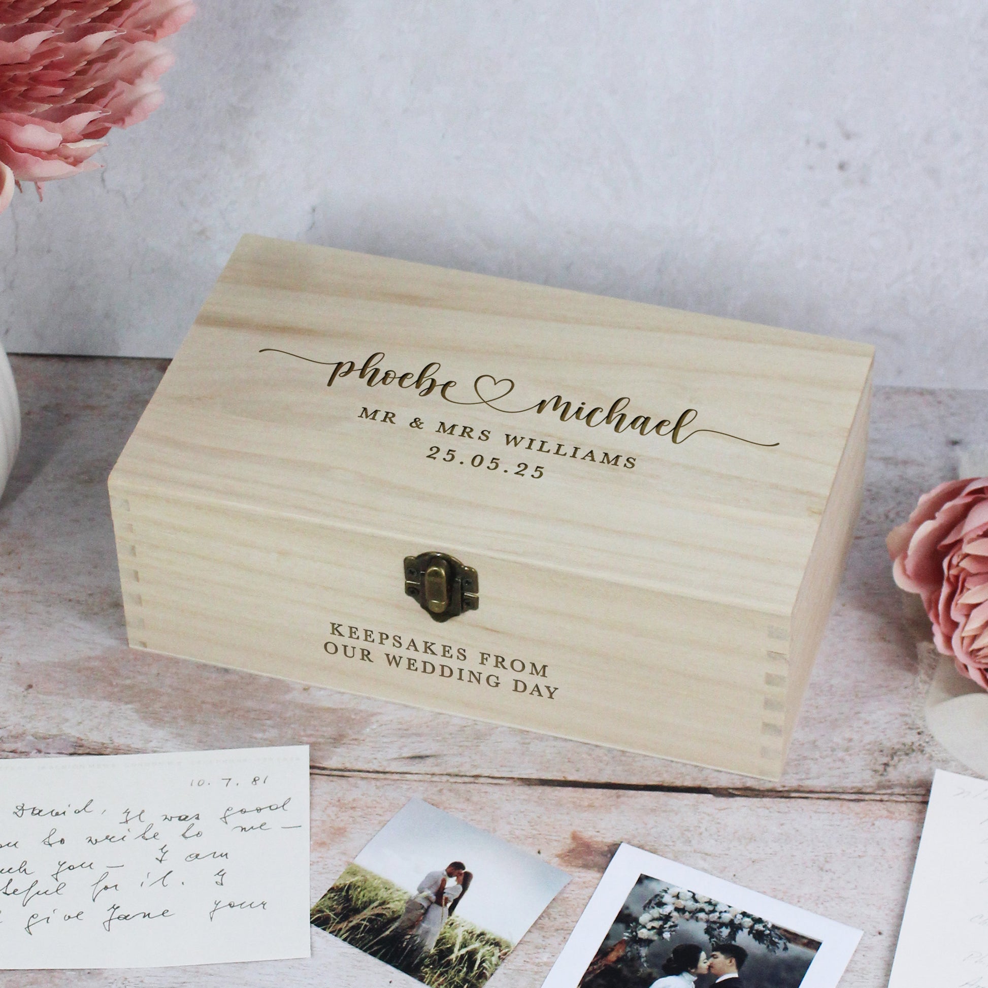 Personalised Wooden Wedding Memory Box in 6 Sizes