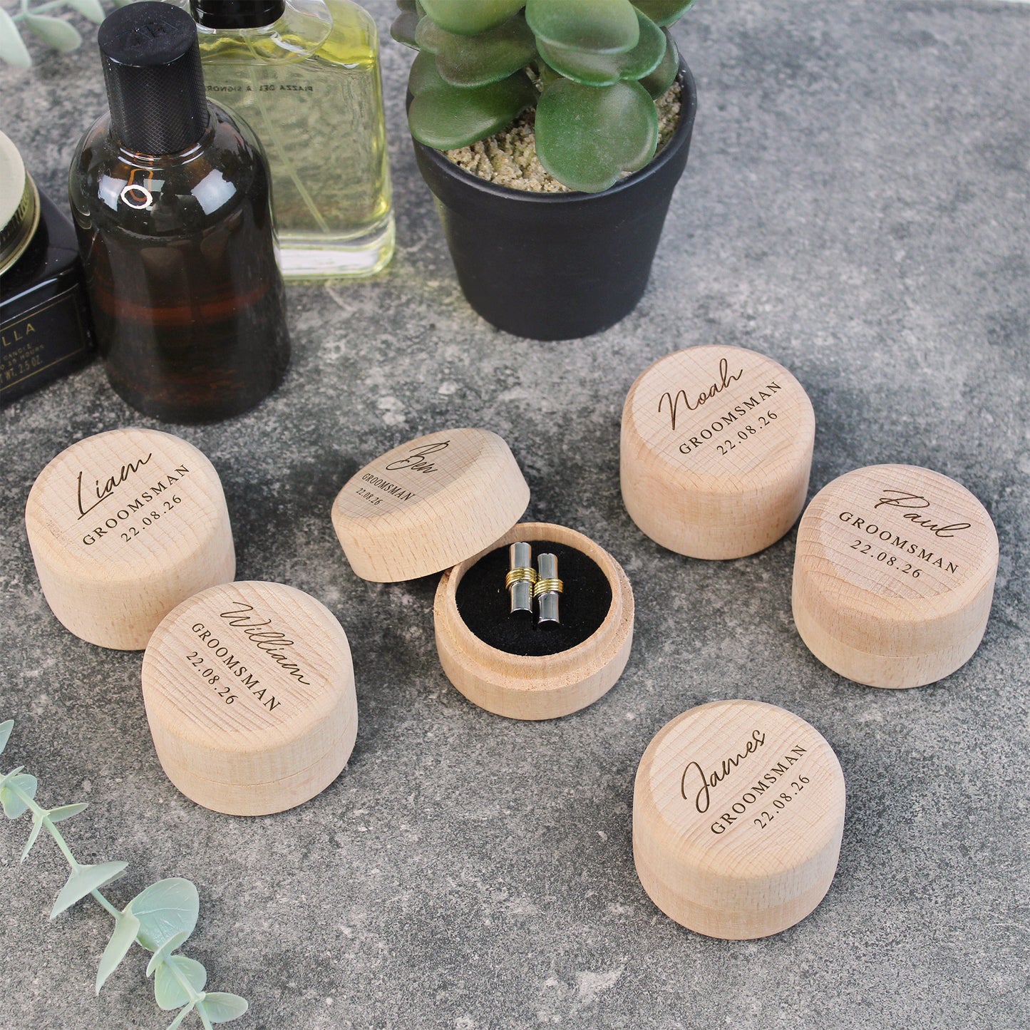Personalised Wooden Cufflinks Presentation Box