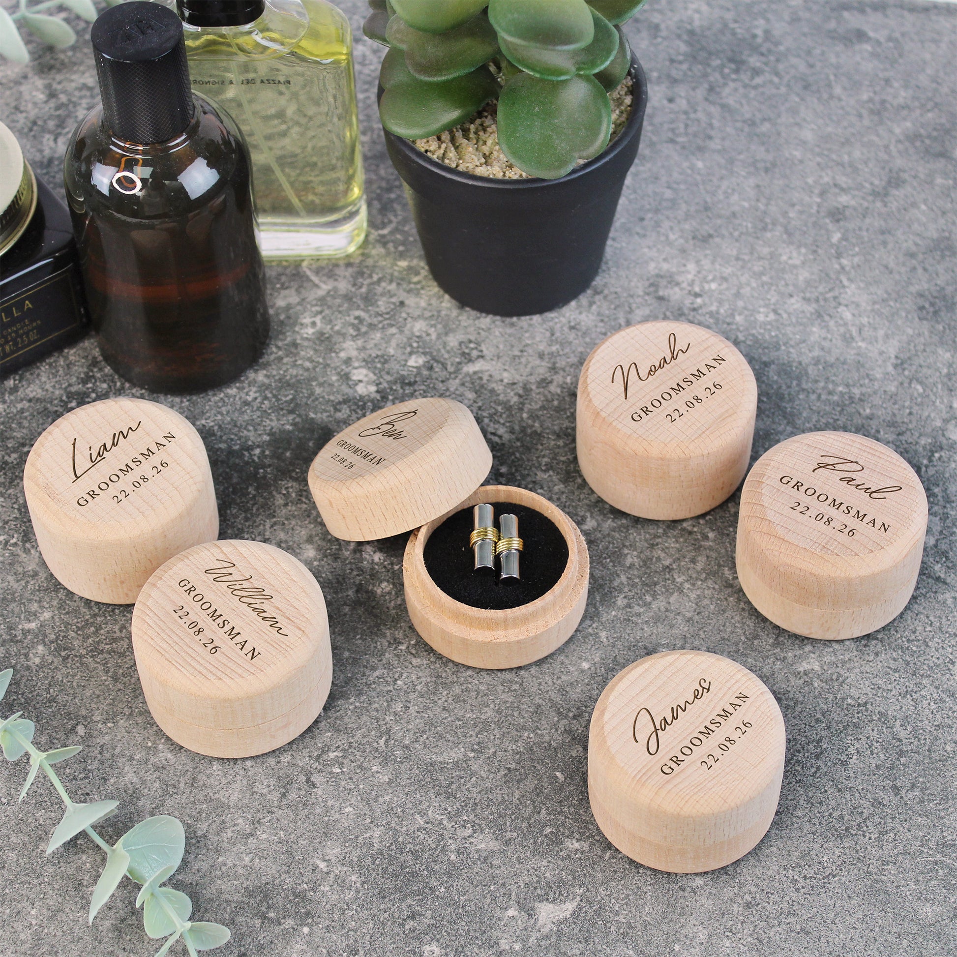Personalised Wooden Cufflinks Presentation Box