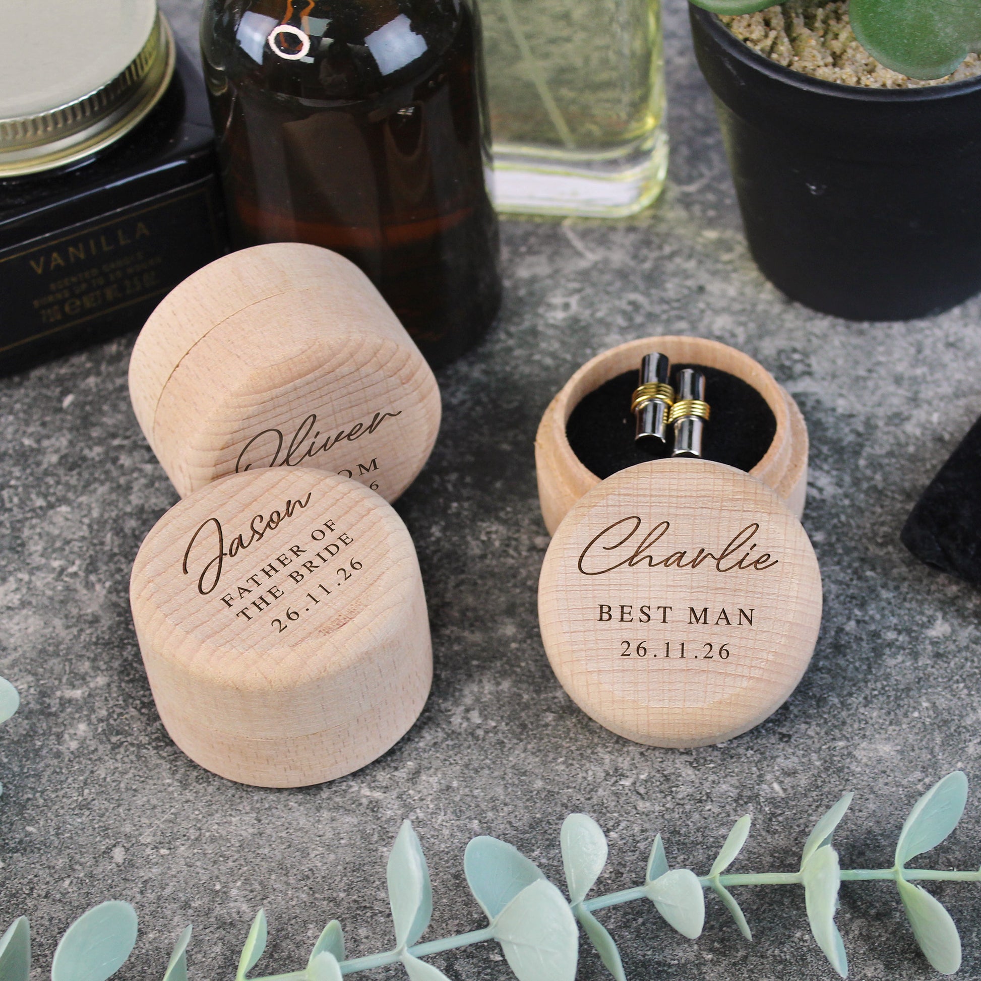 Personalised Wooden Cufflinks Presentation Box