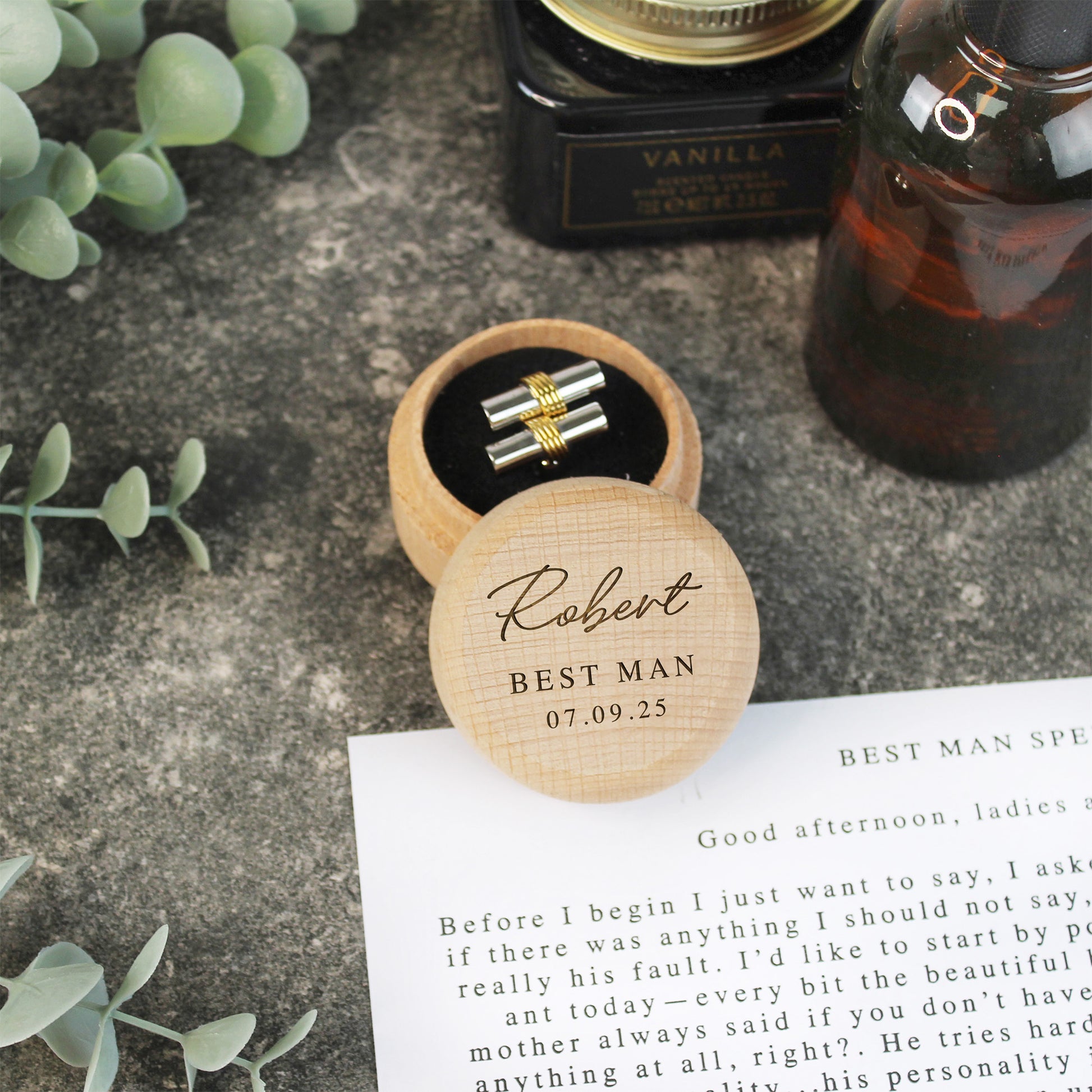 Personalised Wooden Cufflinks Presentation Box