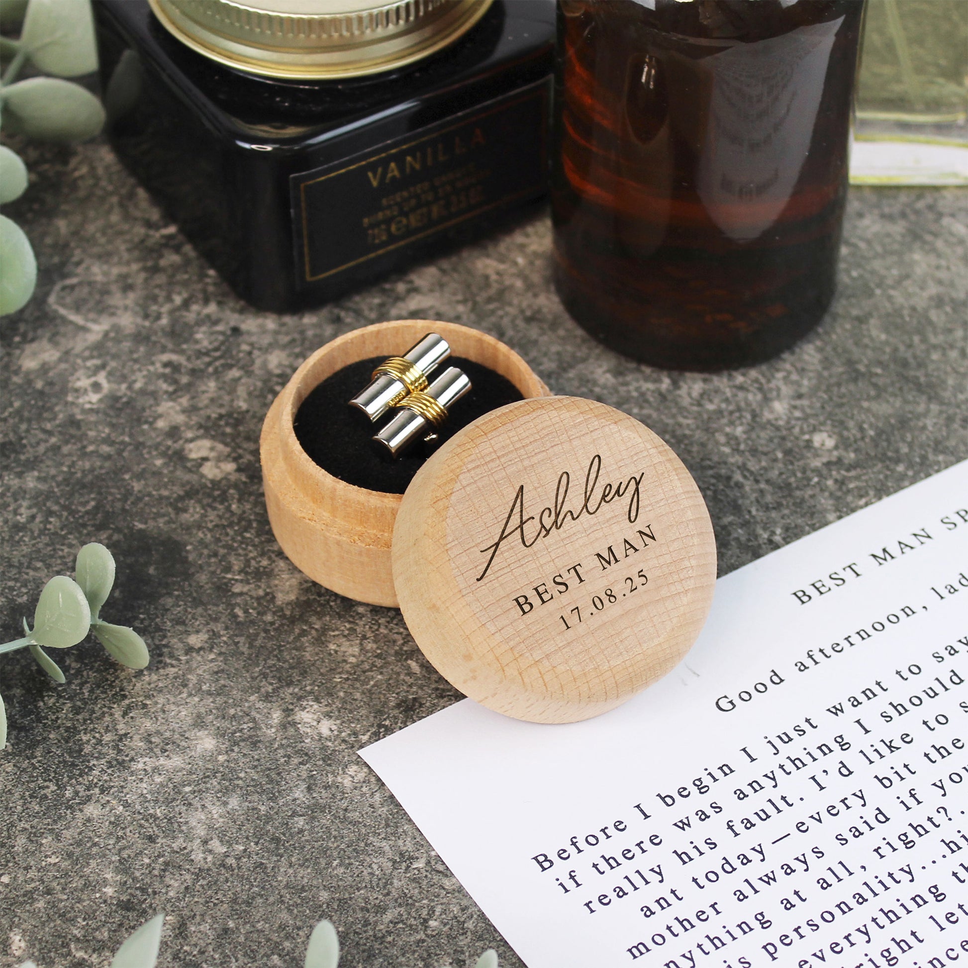 Personalised Wooden Cufflinks Presentation Box