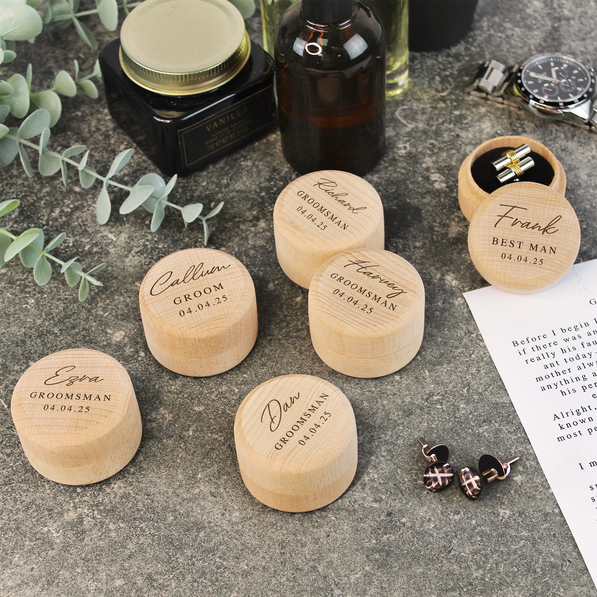 Personalised Wooden Cufflinks Presentation Box
