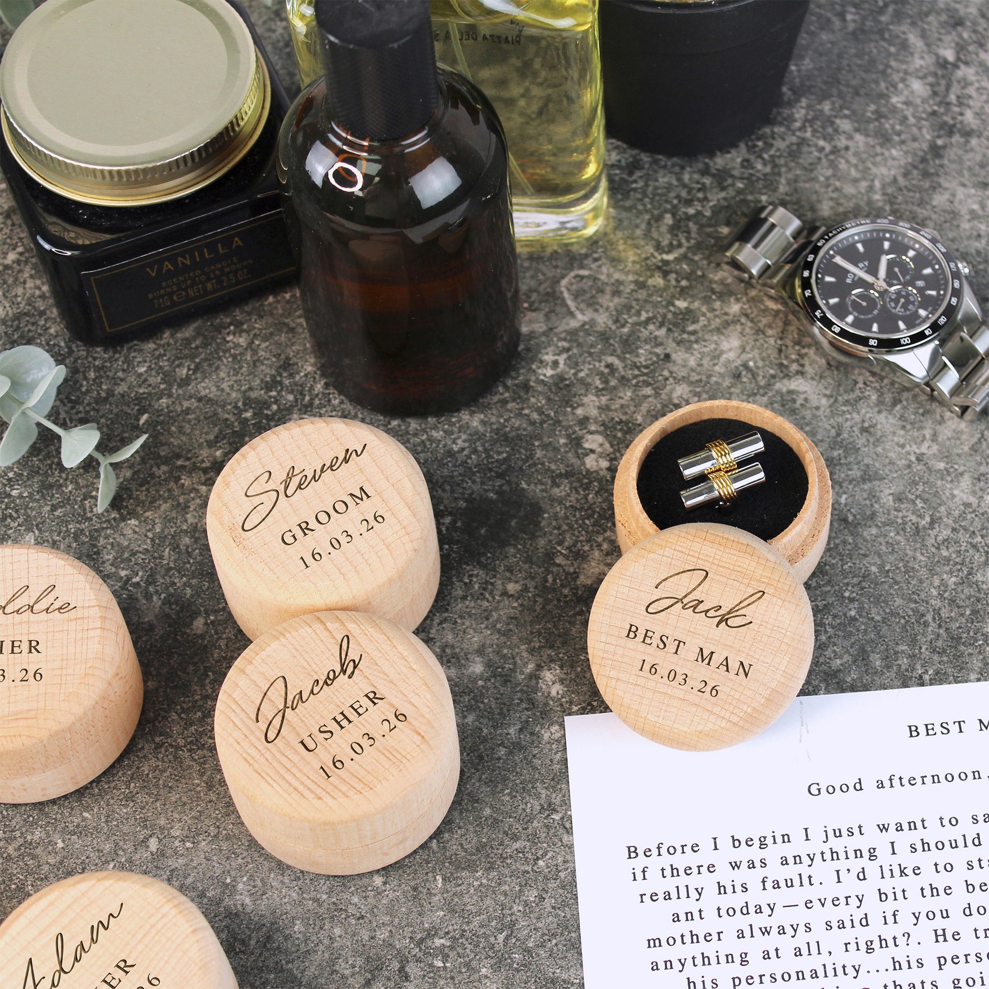 Personalised Wooden Cufflinks Presentation Box