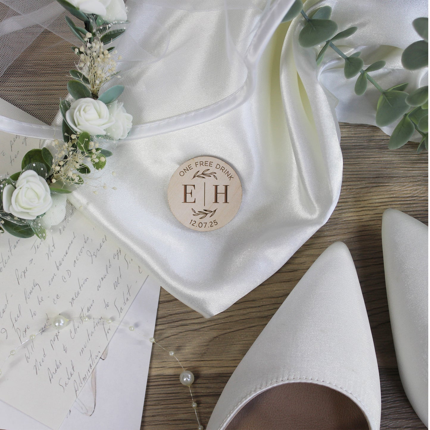 Personalised Floral 'One Free Drink' Drinks Tokens
