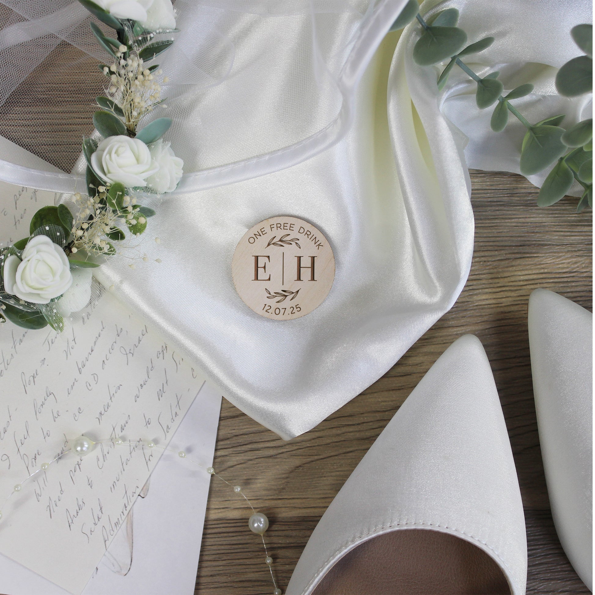 Personalised Floral 'One Free Drink' Drinks Tokens