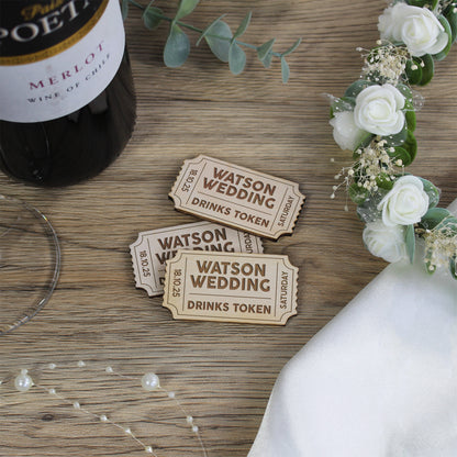 Personalised Wedding Drinks Tokens