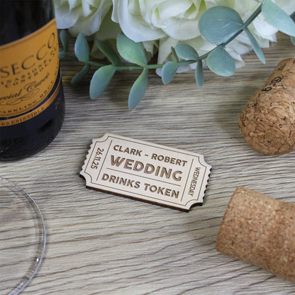 Personalised Wedding Drinks Tokens