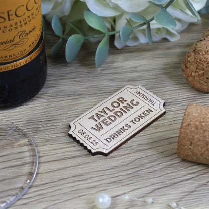 Personalised Wedding Drinks Tokens
