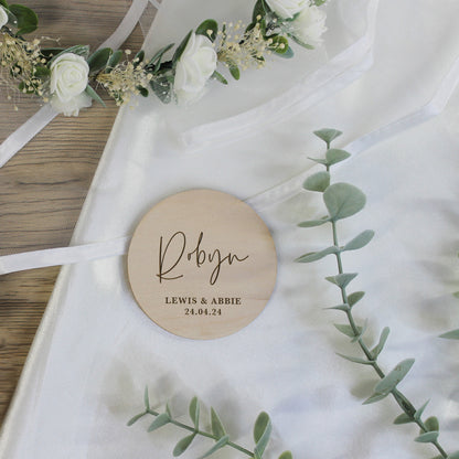 Personalised Wooden Table Place Names with Guest Name, Couples Names & Wedding Date