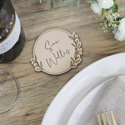 Personalised Wooden Floral Table Coaster with Guests Names