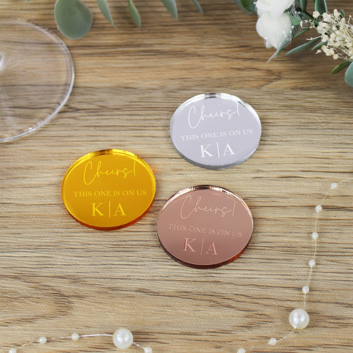 Personalised Acrylic Wedding Drink Tokens