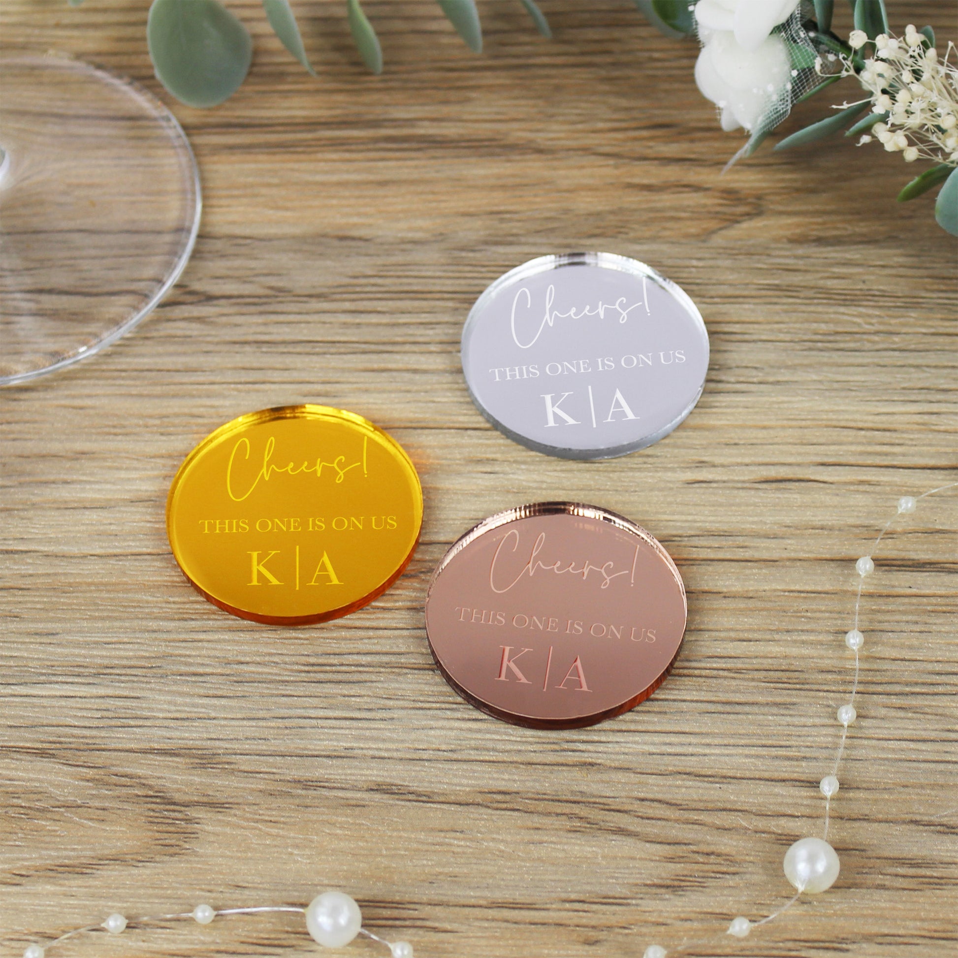 Personalised Acrylic Wedding Drink Tokens
