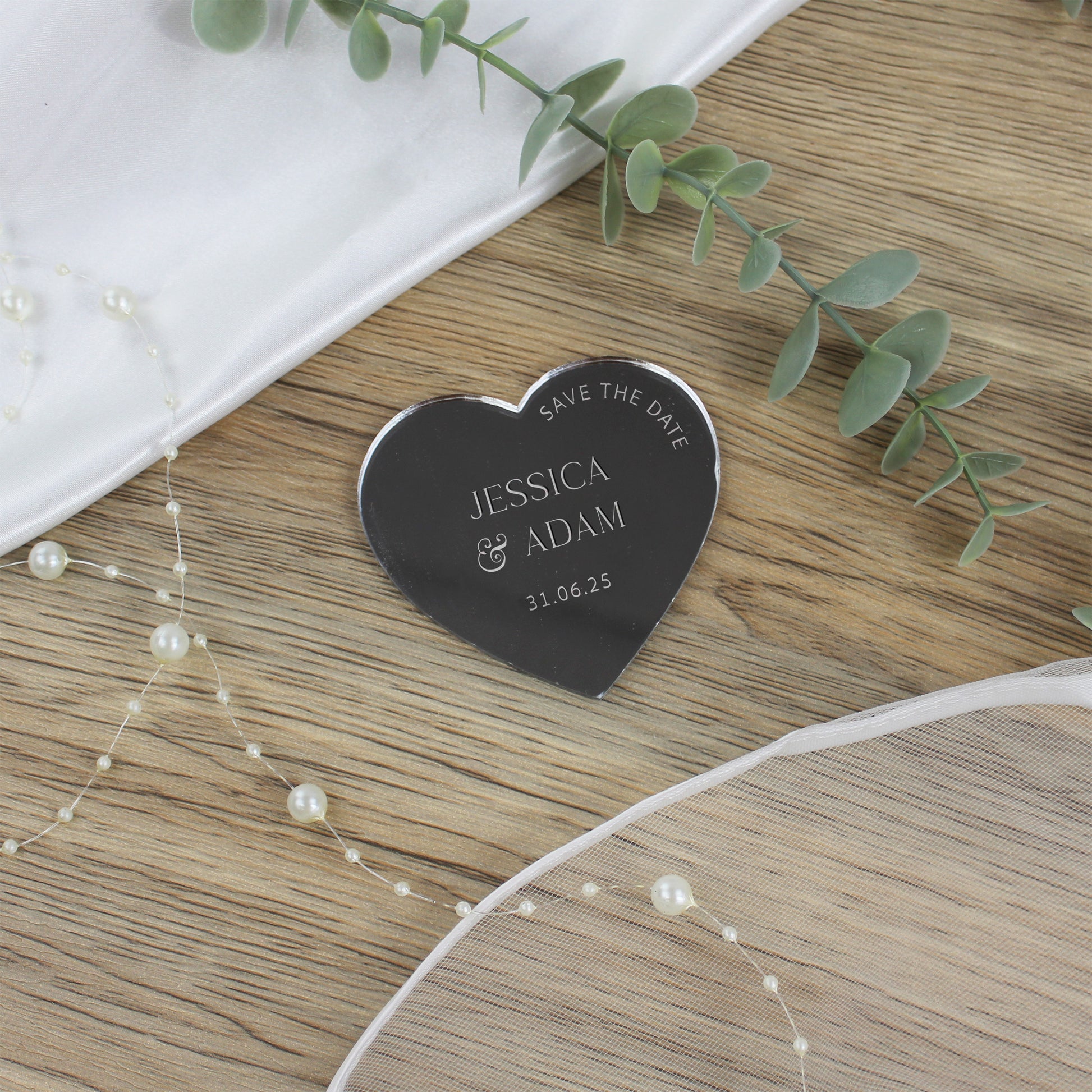 Personalised Love Heart Acrylic Save The Dates
