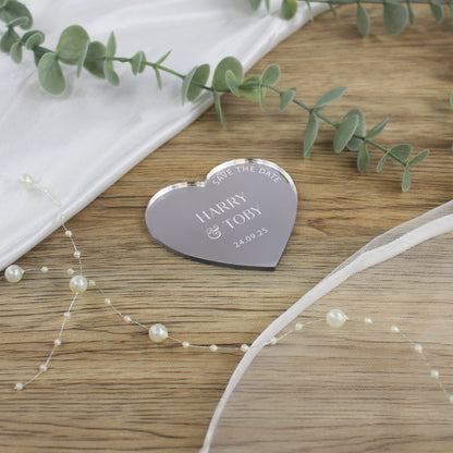 Personalised Love Heart Acrylic Save The Dates