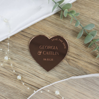 Personalised Love Heart Acrylic Save The Dates