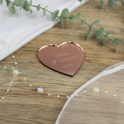 Personalised Love Heart Acrylic Save The Dates