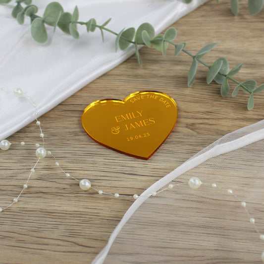 Personalised Love Heart Acrylic Save The Dates