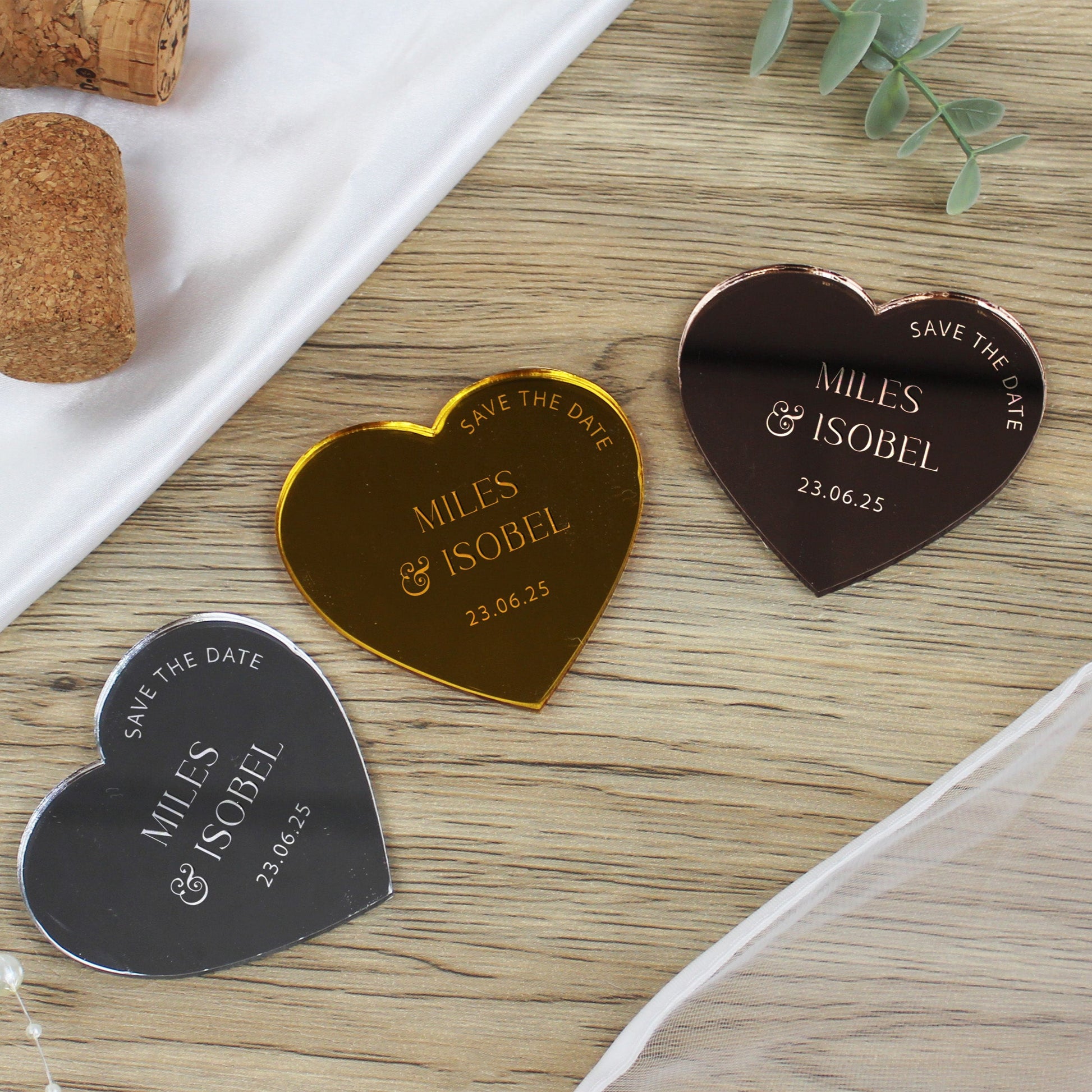Personalised Love Heart Acrylic Save The Dates