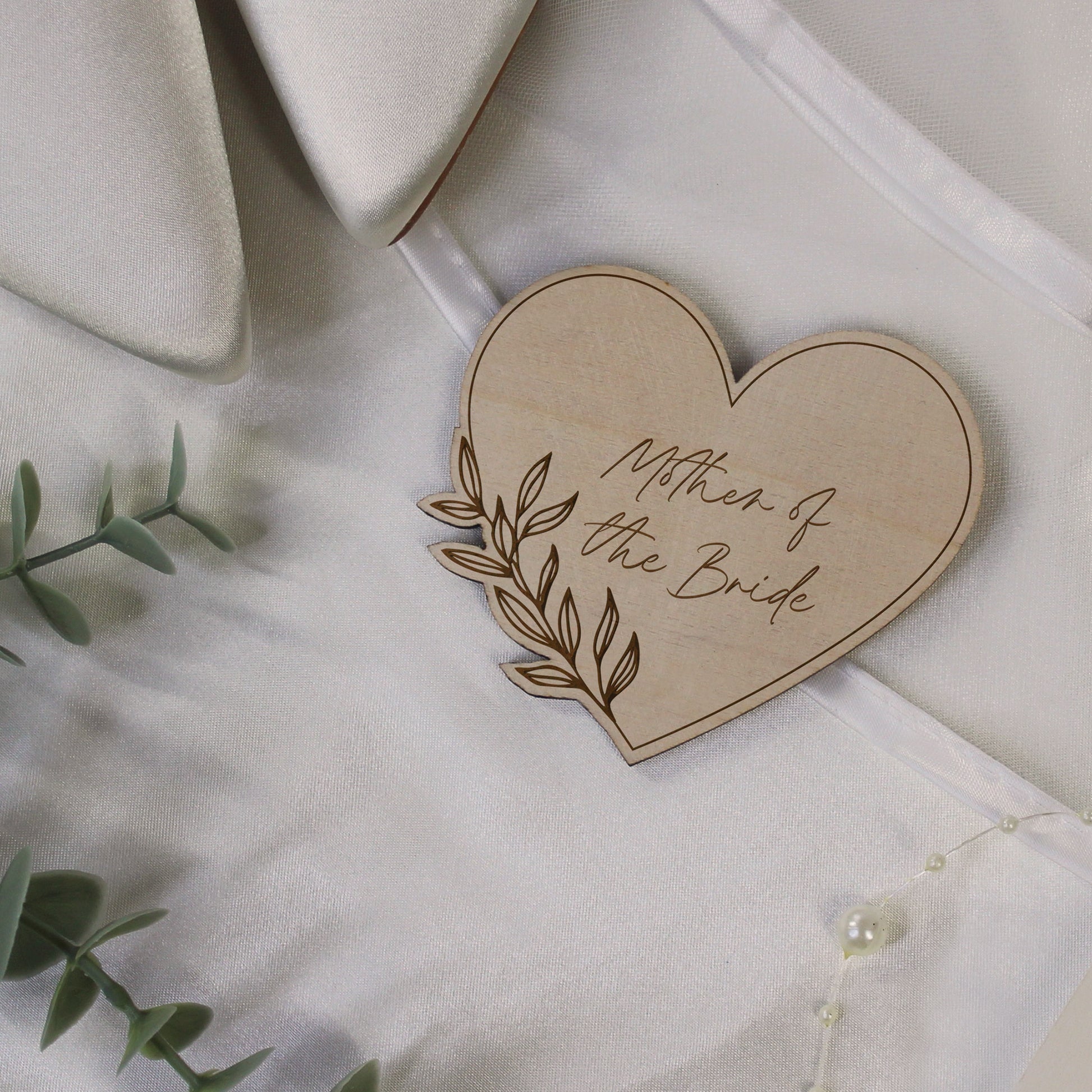 Personalised Floral Wooden Heart Shaped Table Place Names